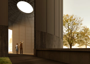 Serpentine Pavilion 2022, Black Chapel, entworfen von Theaster Gates. Rendering, Innenansicht. Copyright: 2022 Theaster Gates Studio / Courtesy Serpentine