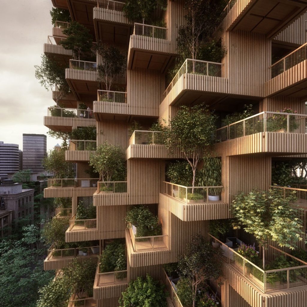 Ein Thema bei den Architekturgesprächen 2024 der Festwochen Gmunden: Die Entwicklung der Stadt als höchst dynamischer Prozess, Toronto-Tree-Tower Rendering: Studio Precht