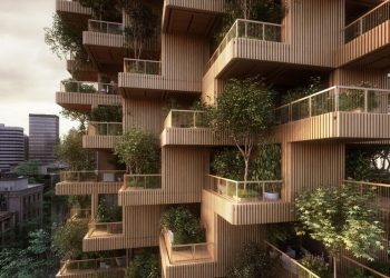 Ein Thema bei den Architekturgesprächen 2024 der Festwochen Gmunden: Die Entwicklung der Stadt als höchst dynamischer Prozess, Toronto-Tree-Tower Rendering: Studio Precht
